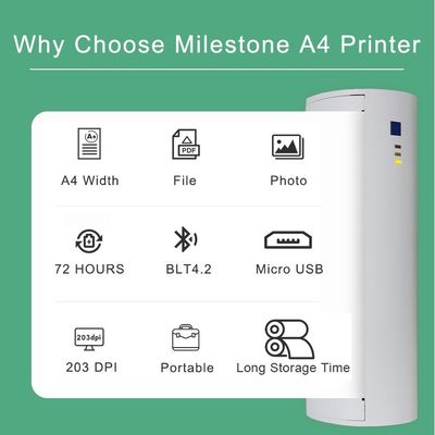 USB Mini Thermal Printer for A4 Paper Size Black and White Style Print Command ESC