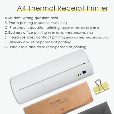 USB Mini Thermal Printer for A4 Paper Size Black and White Style Print Command ESC