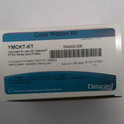 300 Prints Datacard CD800 Ribbon YMCKF-KT Fluorescent Ribbon Compatible with 534000-006