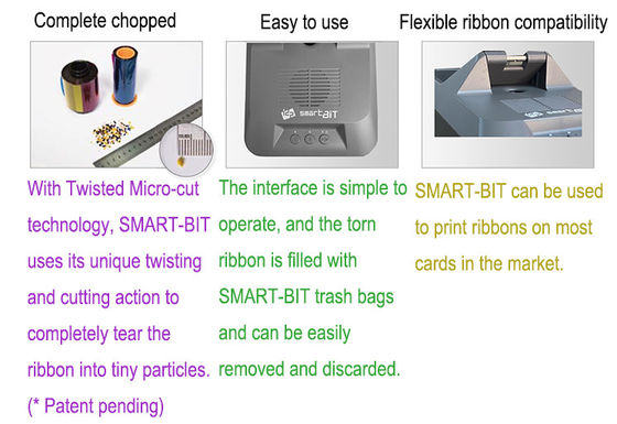Automatic Stop B10 Card Printer Ribbon Shredder for Information Security and Full Waste Bag