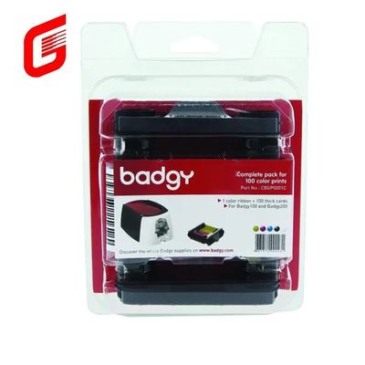 Badgy100/200 Card Printer Evolis CBGR0100C YMCKO Ribbon for Professional and Printing