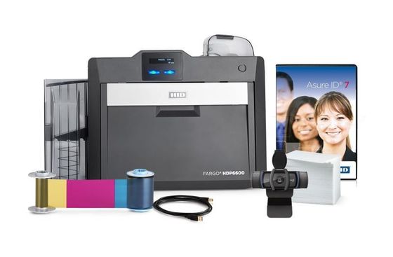 Powerful HID Fargo HDP6600 Dual-Side ID Card Printer with 600dpi and 084911/084900 Ribbon