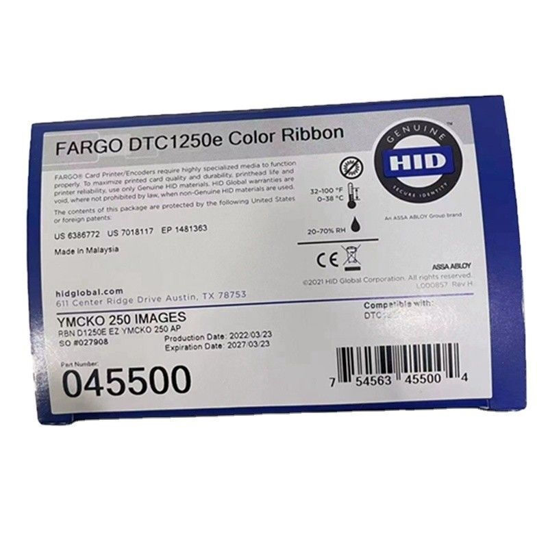 Original 045500 YMCK Ribbon for DTC1250e Business ID IC Card Printer Performance