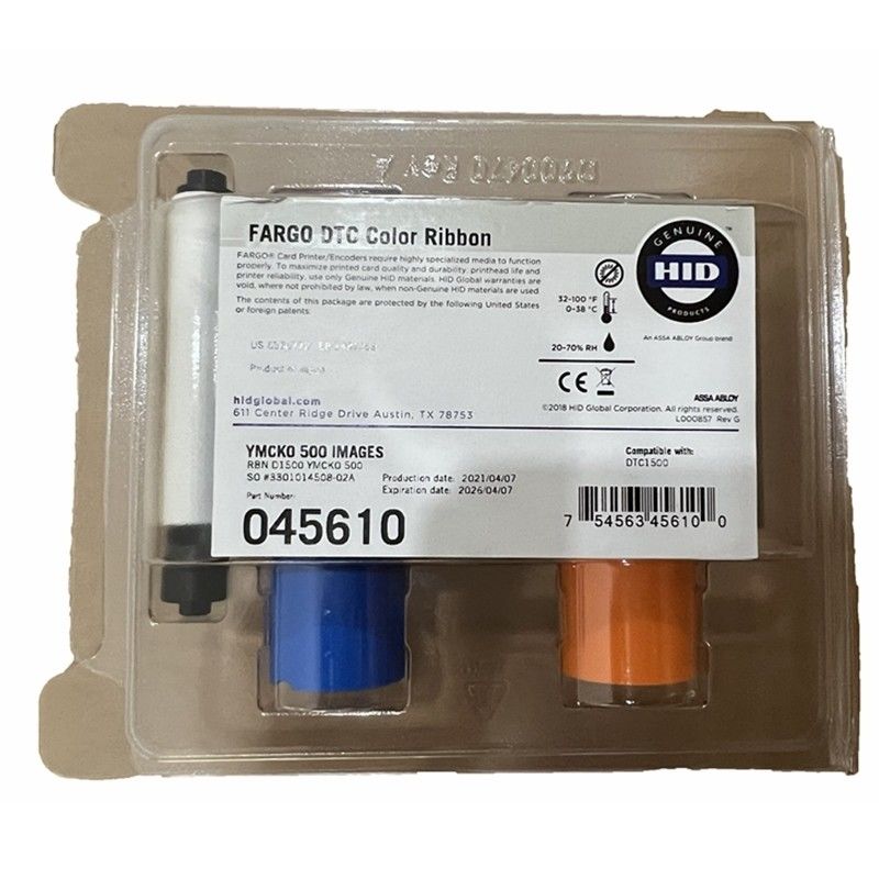 500 Print Capacity Original YMCKO Ribbon for Fargo 45610 DTC1500 Printer Original